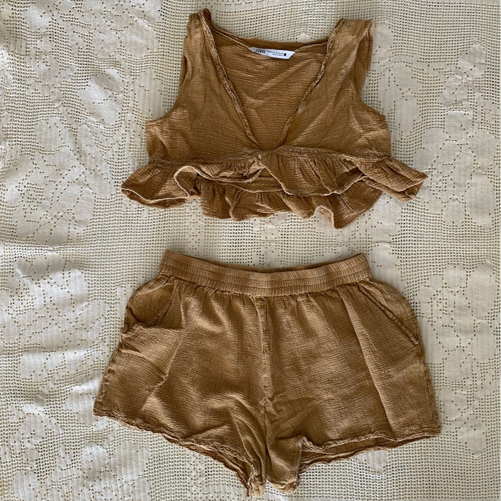 Zara Matching Crop Top and Short Set